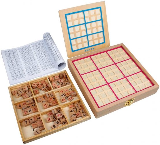 Andux Sudoku Board Box 3-in-1 Wooden Number Place Toy SD-03 (Pink) - Image 3