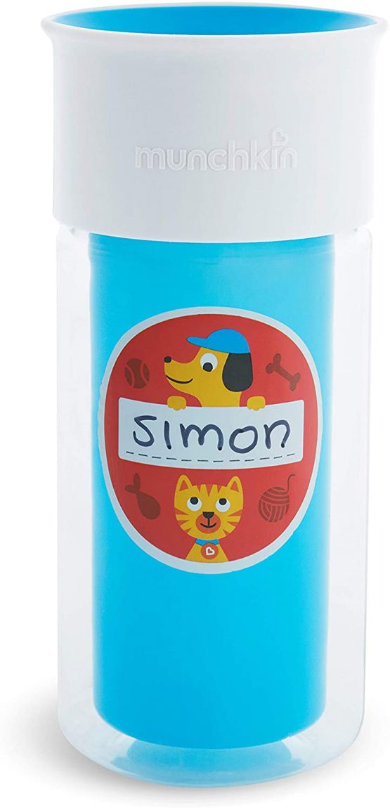 Munchkin Miracle 360 Insulated Sippy Cup, Includes Stickers to Personalise Cup, 9oz/266ml, Blue