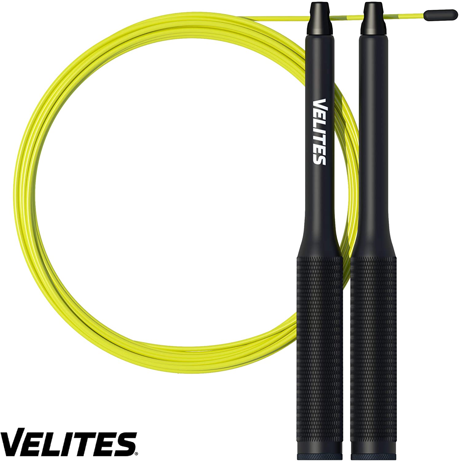 Skipping Rope for Crosstraining Fire 2.0 by VELITES, Black - Yellow Cable, 2 mm