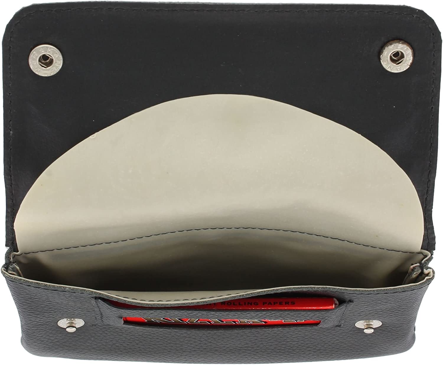 Ashlie Leather Rubber Lined Leather Tobacco Pouch With 'Paper' Holder AC410 Black - Image 2