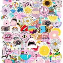 Cute VSCO Stickers for Water Bottles, 103 Pack Waterproof Aesthetic Trendy Stickers for Teens,Girls,Kids, Laptop Stickers for Phone,Luggage, Skateboard (103pcs-Y+P)