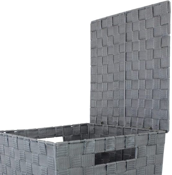 JVL 35-13-310G Modern Tapered Laundry Basket with Inset Handles, Metal/Plastic, Grey - Image 4