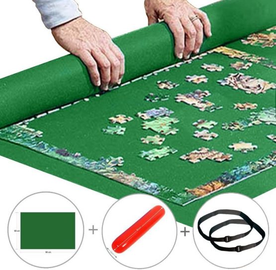 YoBooom Portable Jigsaw Puzzle Roll Up Play Mat Puzzle Saver Storage Felt Mat Board Improved 36"x 24", 300 to 1000 pieces
