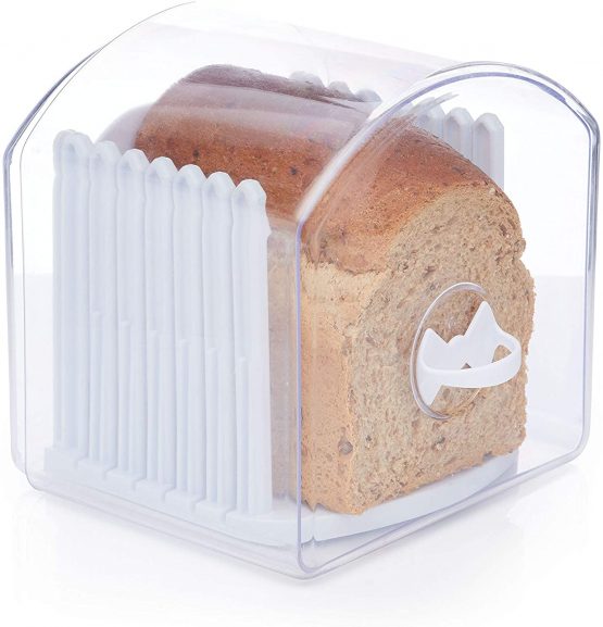KitchenCraft Stay Fresh Expanding Bread Keeper - Bread Bin with Bread Slicer Guide, In Gift Box, Plastic - Large - Image 2