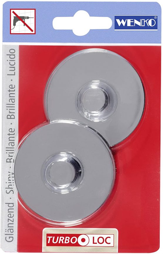 WENKO 20646100 Turbo-Loc Adapter - fixing without drilling, Plastic, 6.1 x 1.4 x 6.1 cm, Chrome