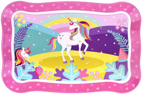 SOKA Unicorn Metal Tin Teapot Set with Carry Case Toy for Kids - 18 Pcs Illustrated Colourful Design Toy Tea Party Set for Boys and Girls Pretend Role Play - Image 4