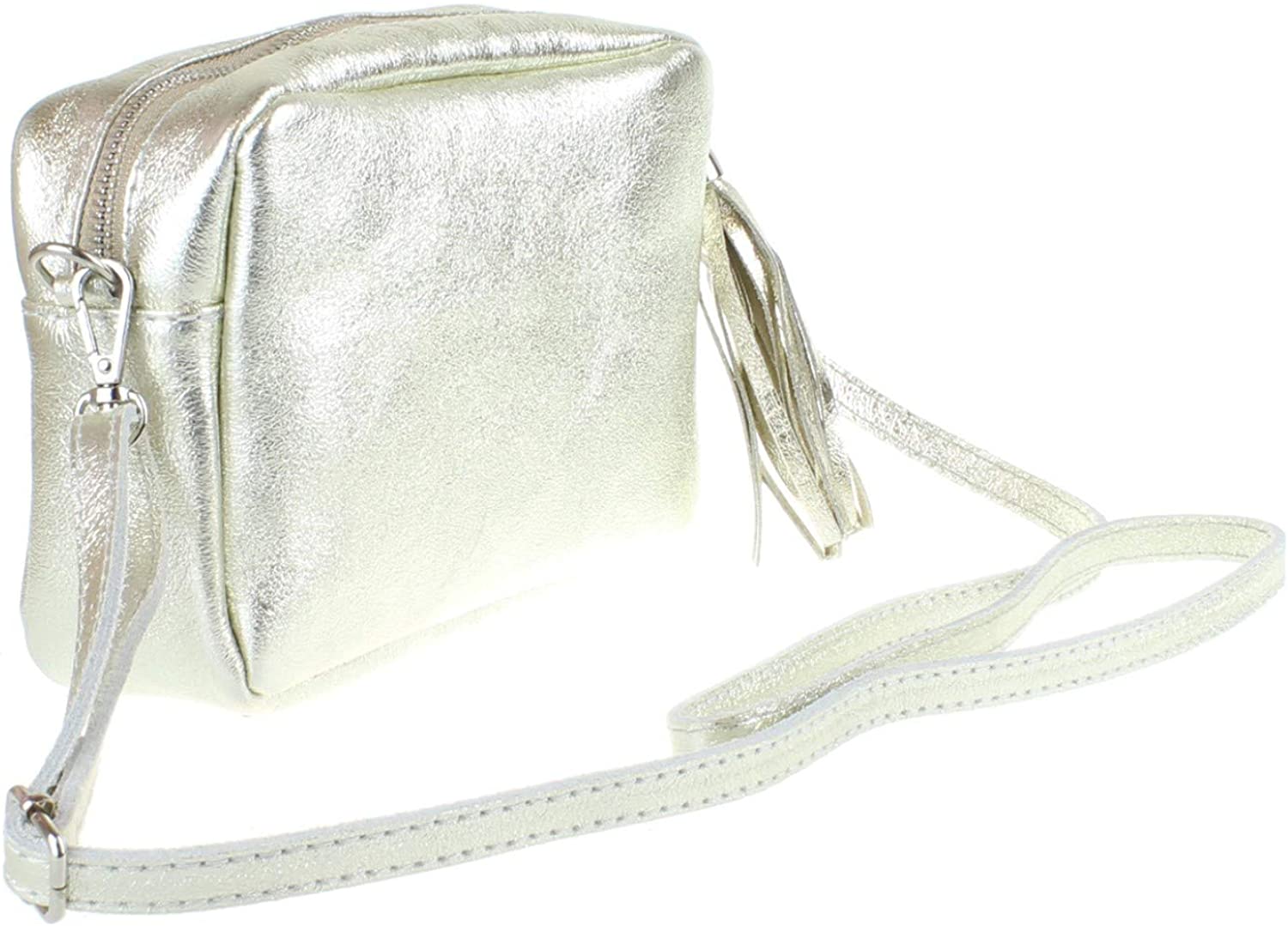 Girly Handbags Womens Genuine Italian Leather Sosft Crossbody Bag Adjustable Strap Over the Shoulder(Light Gold) - Image 2