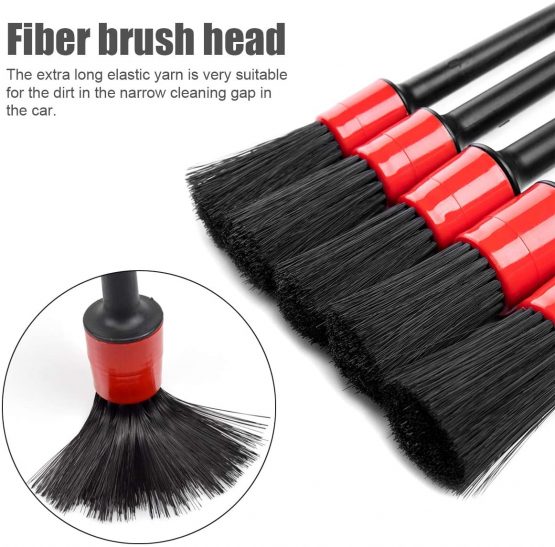 NATUCE 5 Pack Auto Car Detailing Brush Set, Automotive Detail Cleaning Brushes for Cleaning Engine Bay, Wheels, Interior, Exterior, Emblems, Leather, Air Vents - Image 4
