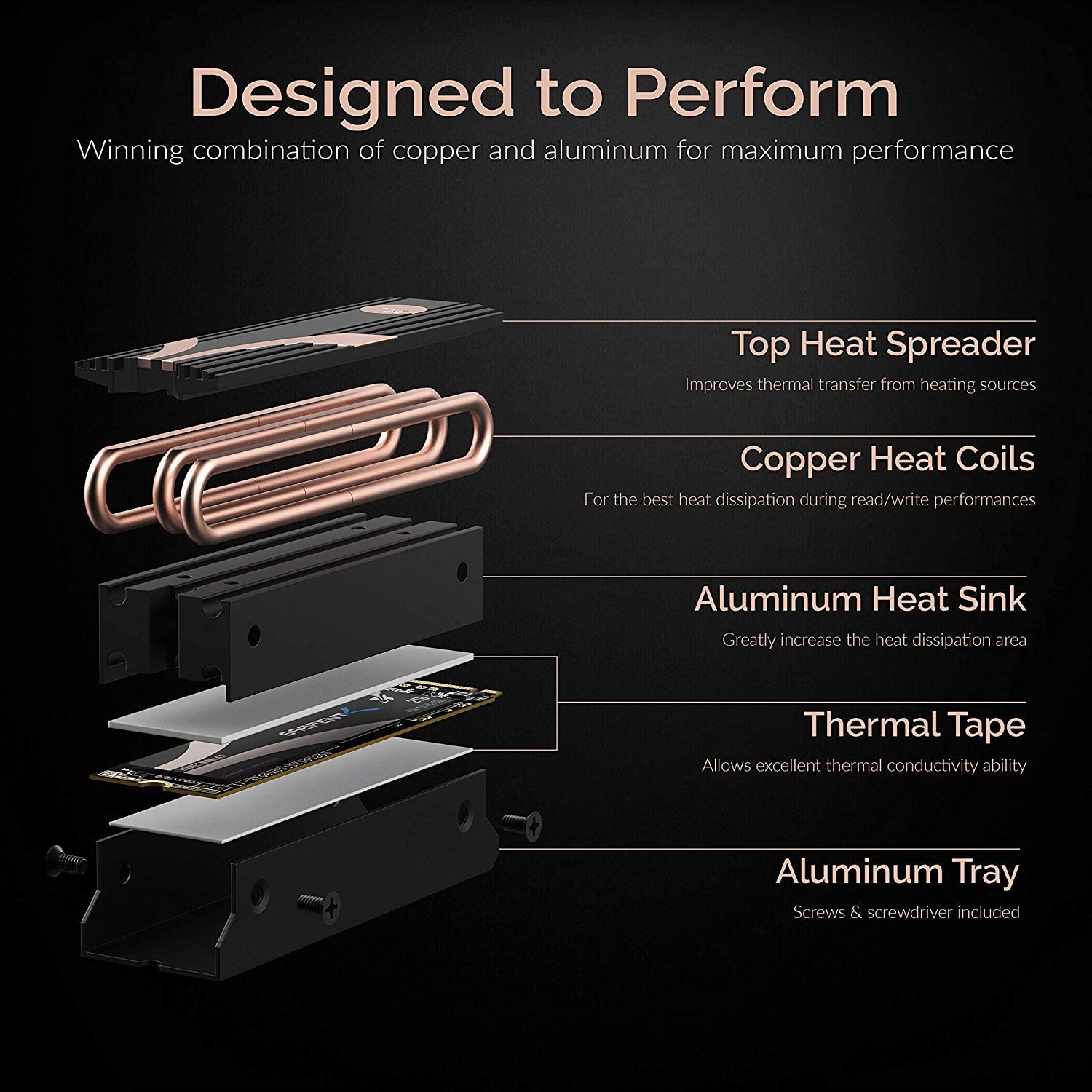 SABRENT SSD M.2 NVMe Heatsink with built-in screw, Aluminum m2 heatsink with thermal Silicone cooling Pads - Image 4