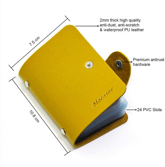 Mocasor Credit Card Holders for Women Men Bank Card Case (Yellow) - Image 4