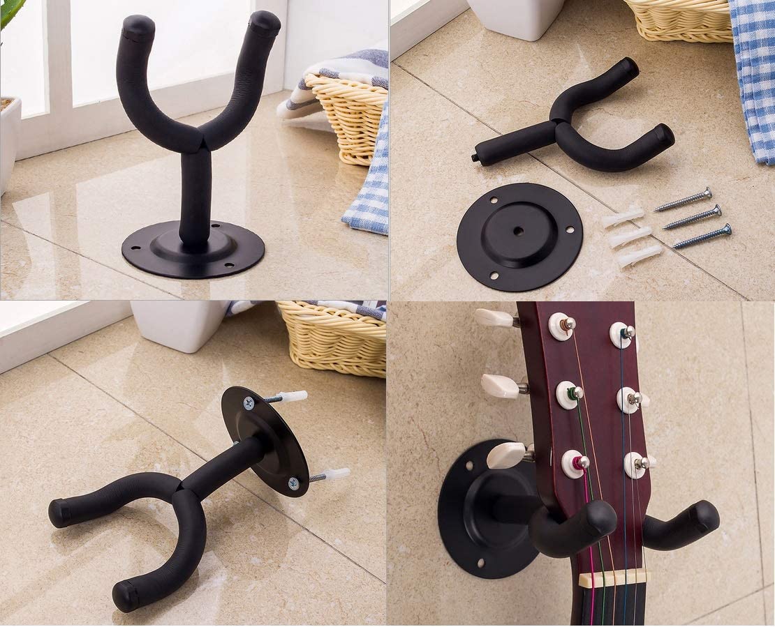 Shentian Pack of 4 Round base Guitar Hanger Hook Holder Wall Mount Display - Fits all guitars and other instruments, such as bass, violin, ukulele,banjo etc. (B) - Image 4