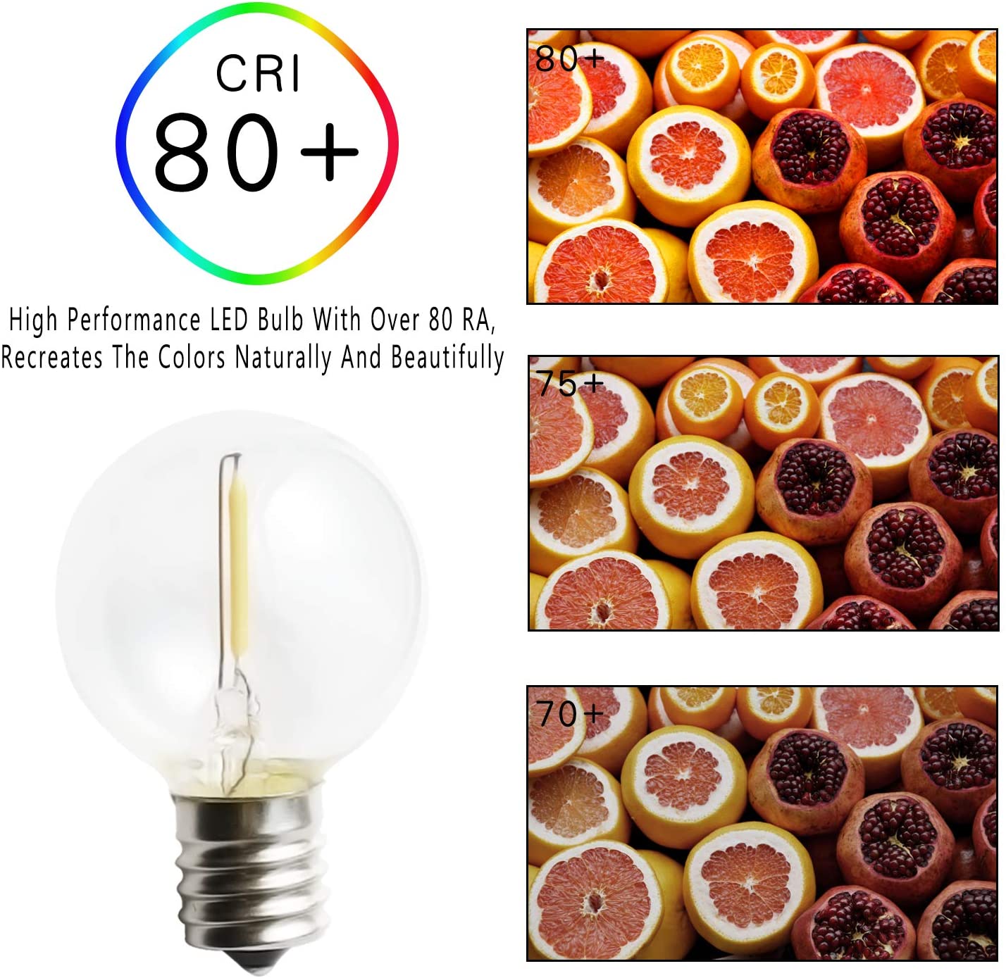 Svater 25 Pack E12 LED Bulbs 1W G40 Plastic Bulbs AC220-240V Replacement for String Lights Outdoor Indoor 2700K Warm White IP44 Waterproof (Not for Solar/Low Voltage Lights) - Image 3