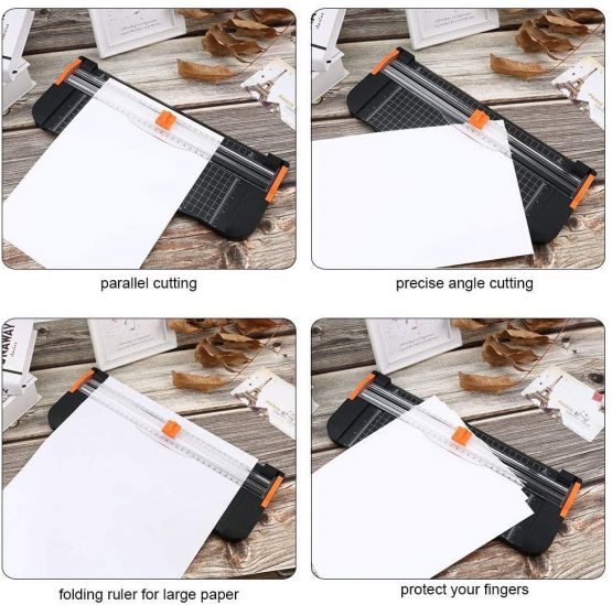 flintronic A4 Paper Cutter, 38CM Paper Trimmer Portable Guillotine, Scrapbooking Tool with Automatic Security Safeguard for Craft Paper, Coupon, Label and Cardstock - Image 4