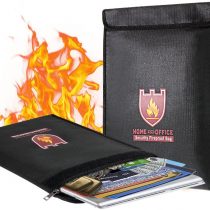 Fireproof Document Bag, 15" x 11" Solid Silicone Coated Fire Resistant & Water Resistant Money Bag Fireproof Safe Storage for Money, Documents, Jewelry, Zipper Closure for Maximum Protection
