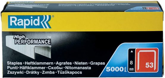 Rapid RPD538B5000 High Performance Staples, No.53, Leg Length 8 mm, - 5000 Pieces - silver