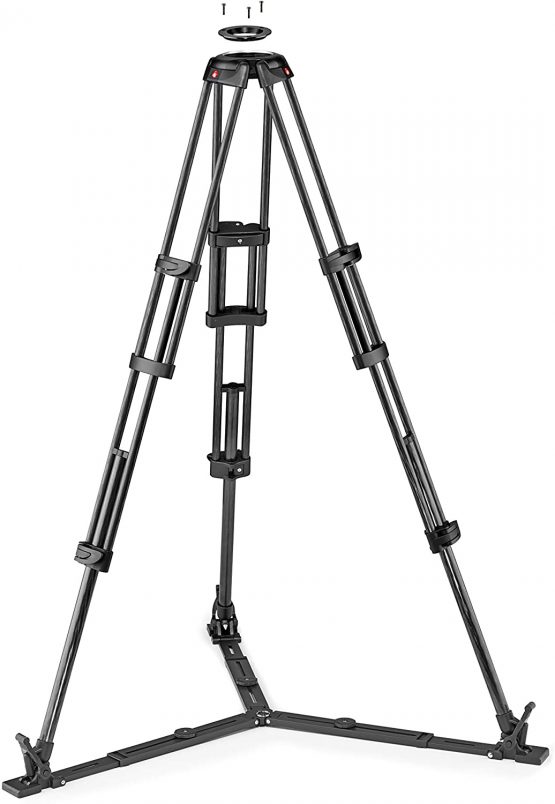 Manfrotto Twin Carbon Fibre Video Tripod with Ground Level Spreader and 75 mm/100 mm Bowl for Video Heads MVTTWINGC - Image 2