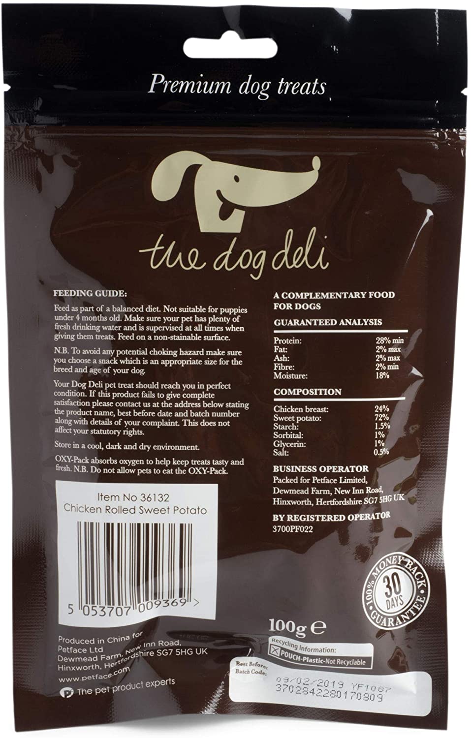 Dog Deli by Petface Chicken Rolled Sweet Potato Treat 100 g (Pack of 5, total of 500 g), Rolled Chicken Sweet Potato, 100 g (Pack of 5) - Image 2