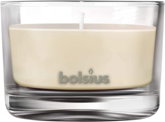 BOLSIUS Medium Glass Scented Candle Vanilla, Wax, White - Image 4
