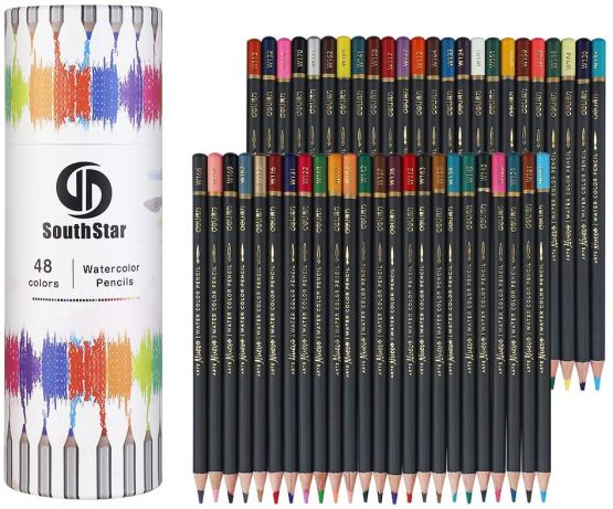 Watercolor Pencil Set, SouthStar 48 Colors Vibrant Colouring Pencils ...