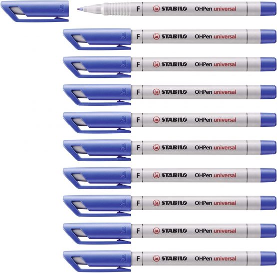 OHP Pen - STABILO OHP Pen Soluble Fine Box of 10 Blue