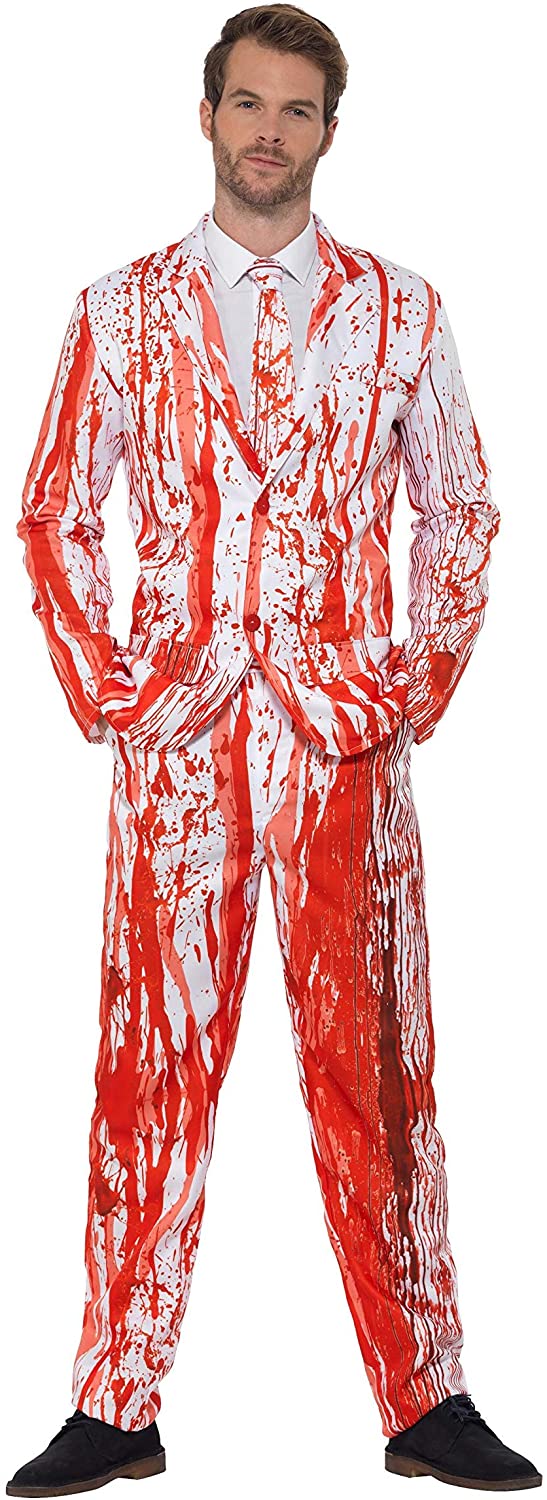 Smiffys Blood Drip Suit, Red with Jacket, Trousers & Tie, Stand Out Suits Fancy Dress, Serial Killer Dress Up Costumes - Image 4