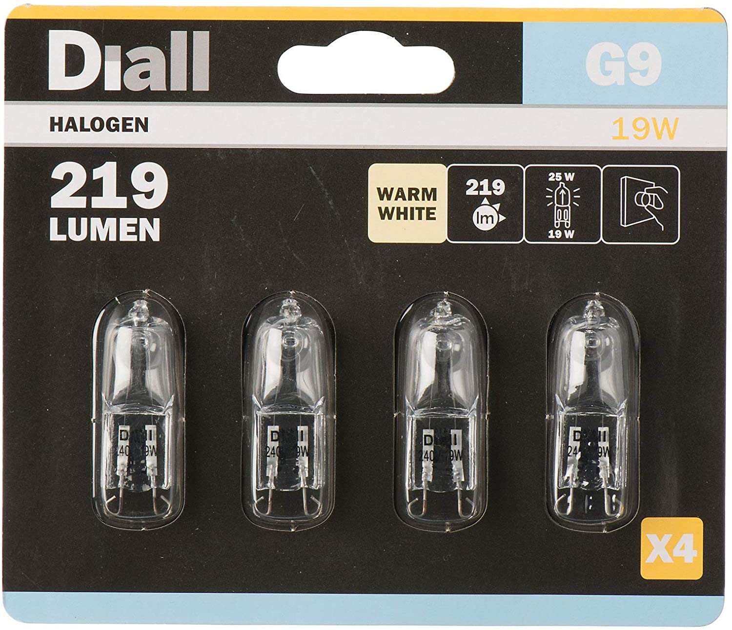 Diall Halogen Capsule Light Bulbs G9 219lm 230V 19W 4 Pack, White, 4 Count (Pack of 1) - Image 2
