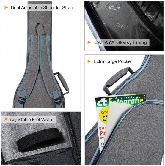 CAHAYA Electric Guitar Gig Bag 3/4 Size 39 Inch Electronic Guitar Case 9MM Padding Waterproof Dual Adjustable Shoulder Strap Obtain patent protection, CY0175 - Image 4