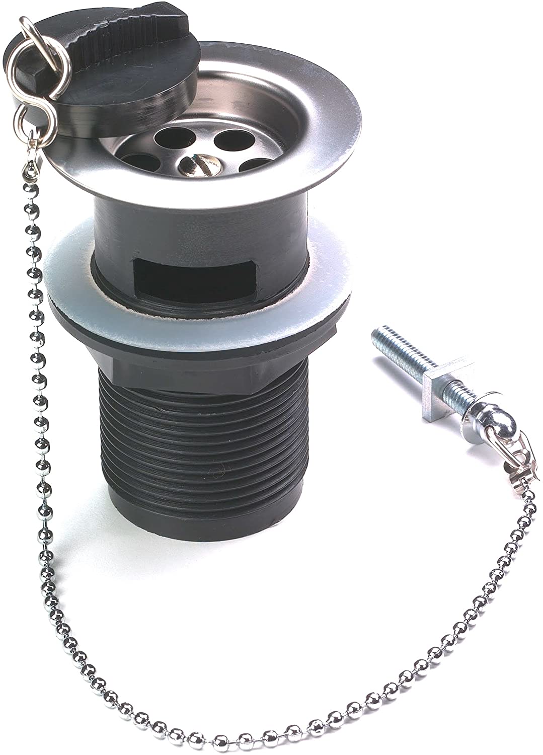 Merriway BH03052 Plastic Slotted Basin Waste with Plug and Chain, 32mm, Weiß