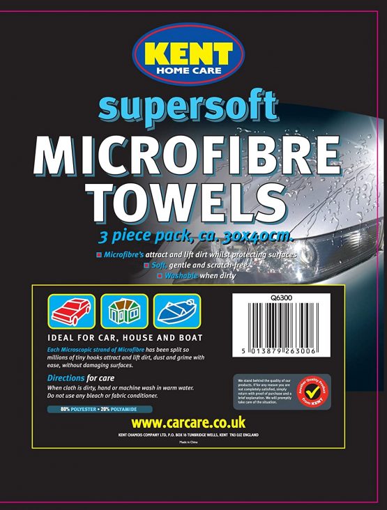 Kent Car Care GKEQ6300 Supersoft Microfibre Towels 3 Pack - Image 2