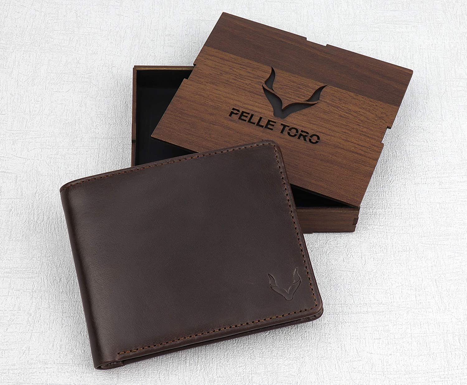 PELLE TORO Handmade Super Slim Men's Wallet, Handmade with Napa Leather, RFID Blocking Wallet, 9 Card Slots & ID Window (Cocoa Brown) - Image 2