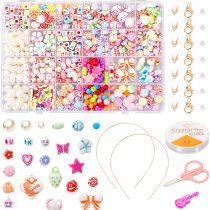 Naler Children DIY Bead Set for Jewelry Making Kids Craft DIY Necklace Bracelets Letter Alphabet Colorful Acrylic Crafting Beads Kit Box with Accessories