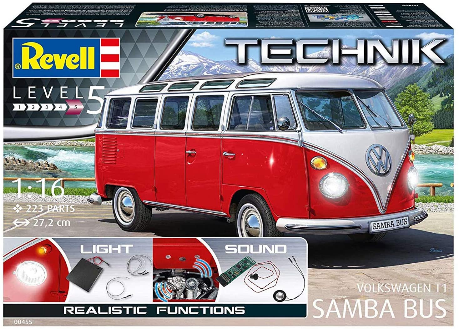 Revell 00455 Technik 1:16 - VW T1 Samba Bus Plastic model kit, Blue - Image 3