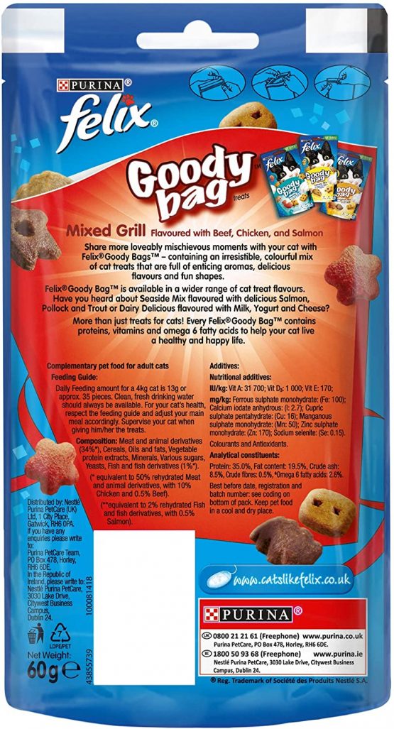 Felix Goody Bag Cat Treats Mixed Grill 60g (Pack of 8) - Image 2