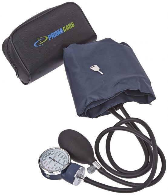 Primacare DS-9193 Classic Series Large Adult Size Professional Blood Pressure Kit with Aneroid Sphygmomanometer, Latex Free Inflation System BP Kit with Nylon Cuff, Black