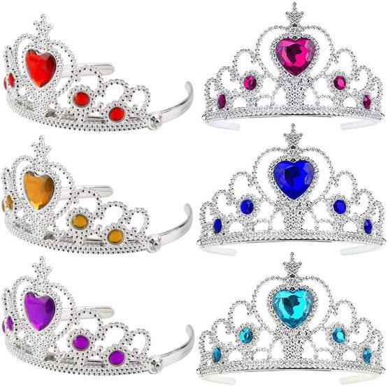Ouinne 6PCS Tiara Crown, Kids Princess Tiara Crown Set Girls Dress up Party Hair Accessories