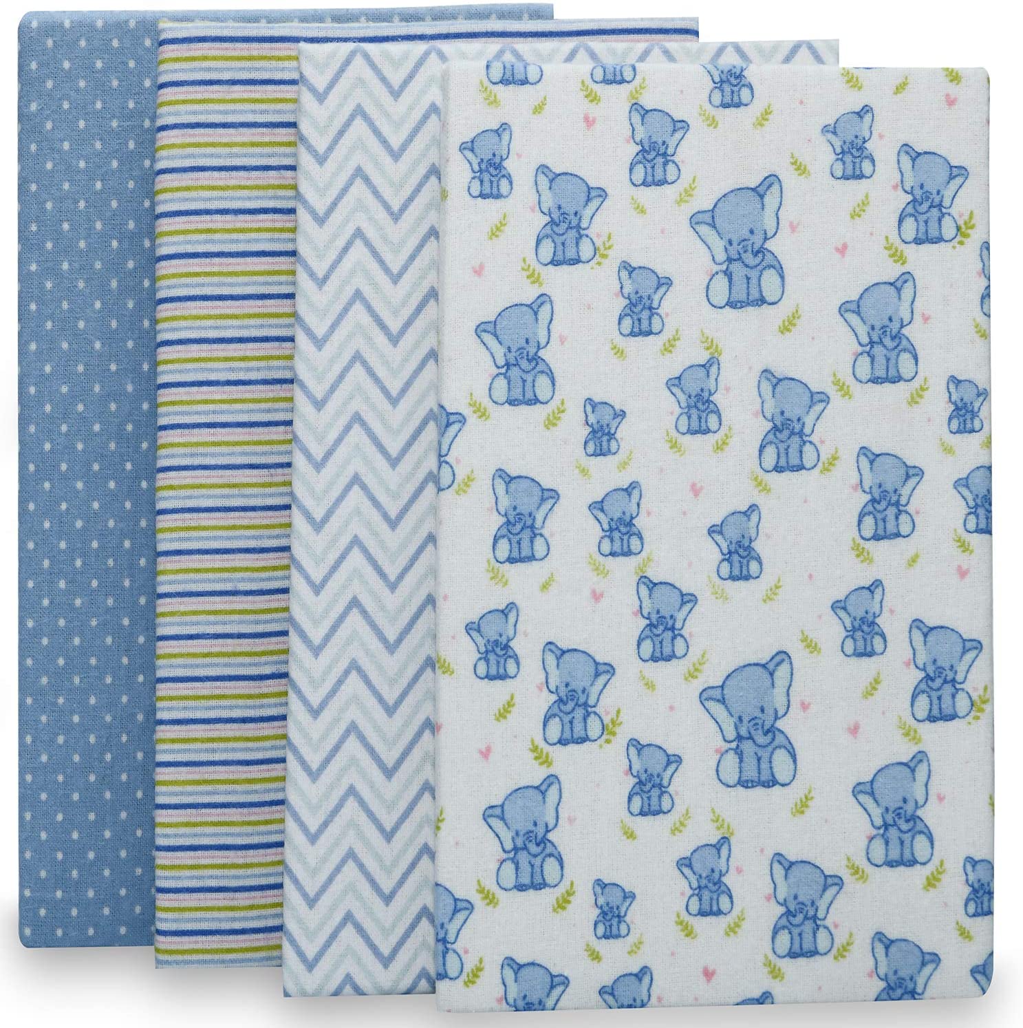 Cuddles & Cribs Cotton Happy Elephant Flannel Receiving Blankets 30 X 30-4 Count - Image 2