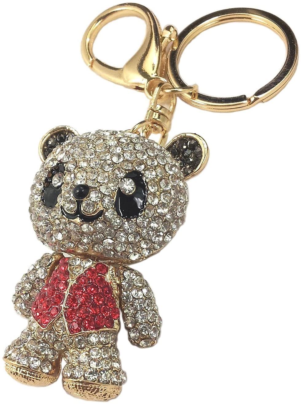Keychain Keyring Chinese Panda Metal Bling Crystals Rhinestone Keyfob Charm for Handbags (Red), 6cm/2.36inch - Image 3