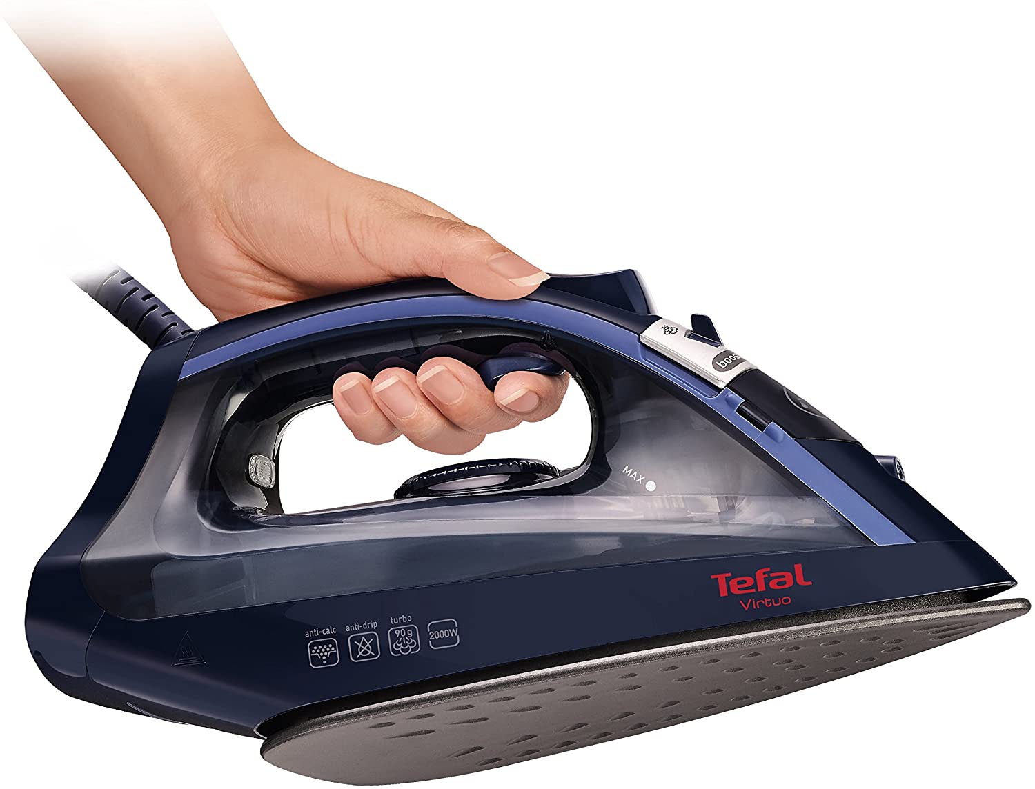 Tefal Virtuo, Steam Iron, 90g Steam Boost, 24 g/min Continuous Steam, 200 ml Water Tank, Non-Stick PTFE Soleplate, 2000W - Image 2