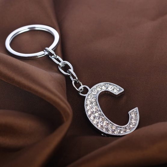 BESPMOSP A-Z Letter Keychain Keyring Crystal Shiny Family Best Friend Jewellery (C) - Image 3
