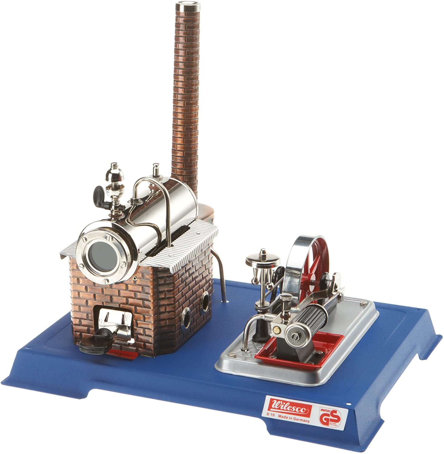 Wilesco 10 steam engine D10, 155 ml boiler contents, including safety valve and whistle-pipe, Multicoloured, 9 inches
