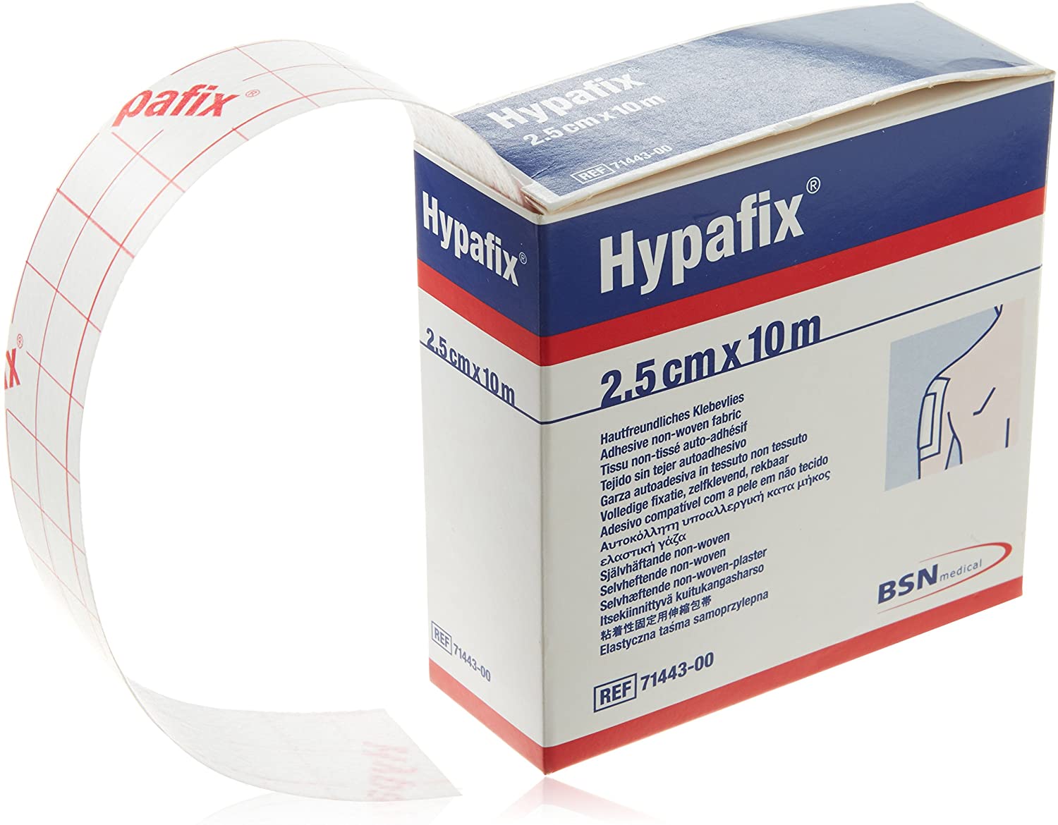 Hypafix Wide-Area Fixation, 2.5 cm x 10 m, 1 Roll, White, 2.5 cm x 10 m (1 Roll)