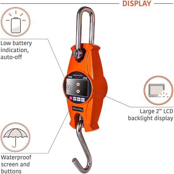 Hanging Scale 660Lb 300Kg for Farm, Hunting, Bow Draw Weight, Big Fish & Hoyer Lift with Accurate Sensor (Aluminum Heavy Duty Case, Digital) - Image 4
