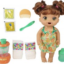 Baby Alive Magical Mixer Baby Doll Tropical Treat with Blender Accessories, Drinks, Wets, Eats, Brown Hair Toy for Children Aged 3 and Up