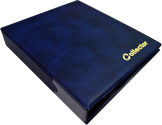 COLLECTOR Coin Album for 200 MEDIUM sizes coins 50p 50 pence £1 £2 €1 €2 - 10 pages and red dividers - BLUE