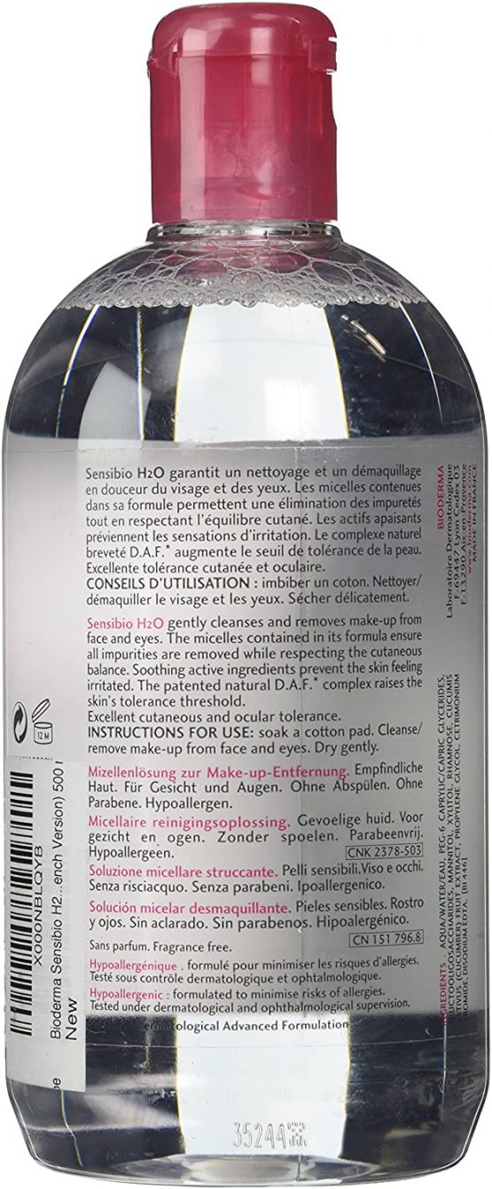 Sensibio by Bioderma H2O: Make-Up Removing Micelle Solution 500ml - Image 3