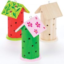 Baker Ross AV954 Wooden Ladybird House-Pack of 2, Ladybug Habitats for Kids, Decorate and Display for Children's Painting, Arts and Crafts, 13cmx7cm