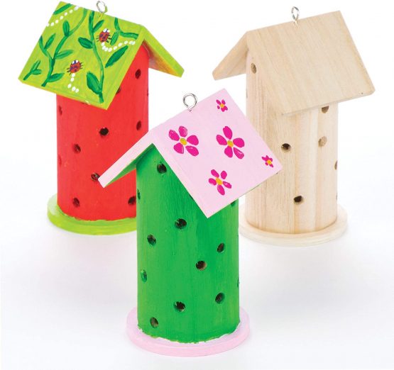 Baker Ross AV954 Wooden Ladybird House-Pack of 2, Ladybug Habitats for Kids, Decorate and Display for Children's Painting, Arts and Crafts, 13cmx7cm