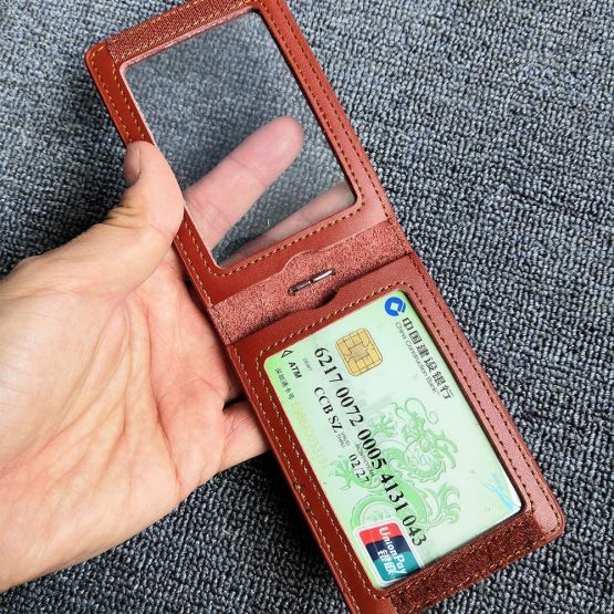 HBT Genuine Leather Oyster Card Holder Bus Travel Pass Holders - Blue - Image 3