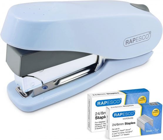 Rapesco 1469 Luna Less Effort Half Strip Front Loading Stapler - Powder Blue