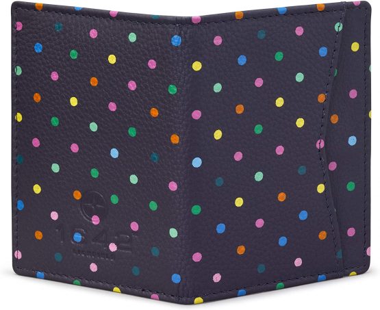Polka Dot Leather Oyster Card Holder/Travel Pass Holder by 1642 (Blue) - Image 4